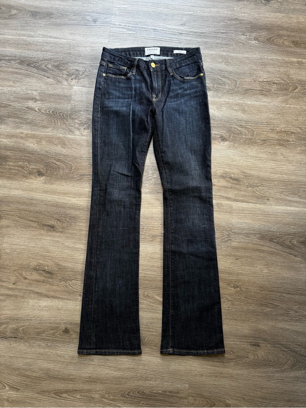 Frame Boot Cut Dark Wash Mid Rise Jeans Kingland 25 Cotton